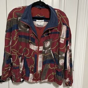 VTG Andy Johns Sport Size Medium‎ Women's 80's Red Windbreaker Bomber Jacket